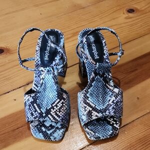 Jeffrey Campbell Blue Snake Print Block Heel Sandals